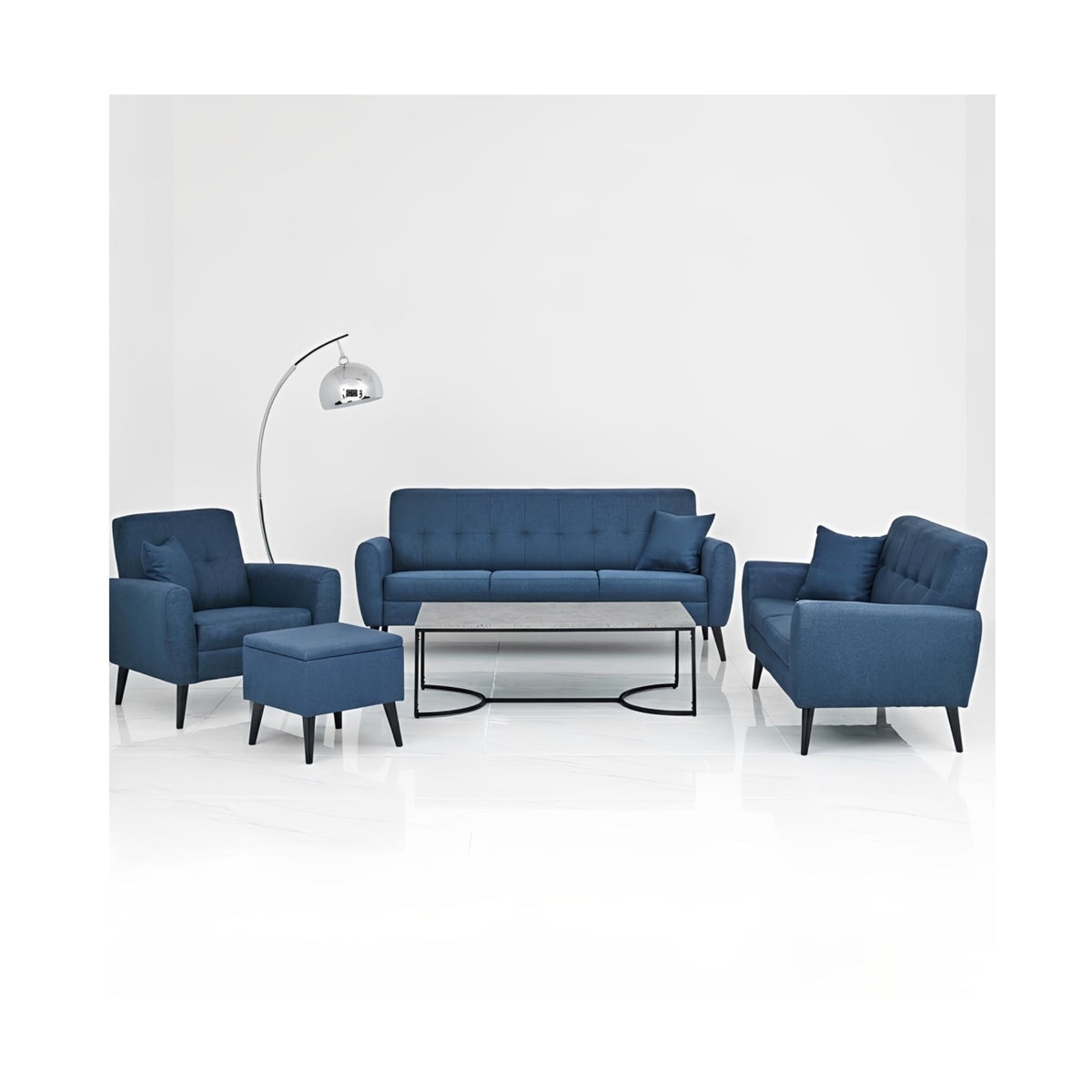 Chic Navy Fabric Armchair