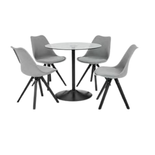 Scarlet Round Table Dining Sets with Violet Chairs