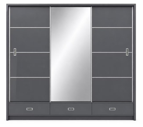 Mayfair High Gloss Wardrobe 3 Door Slider 245cm