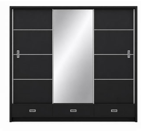 Mayfair High Gloss Wardrobe 3 Door Slider 245cm