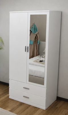 Omega High Gloss Wardrobe 2 Door Hinged Doors 90 cm