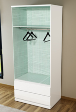 Omega High Gloss Wardrobe 2 Door Hinged Doors 90 cm