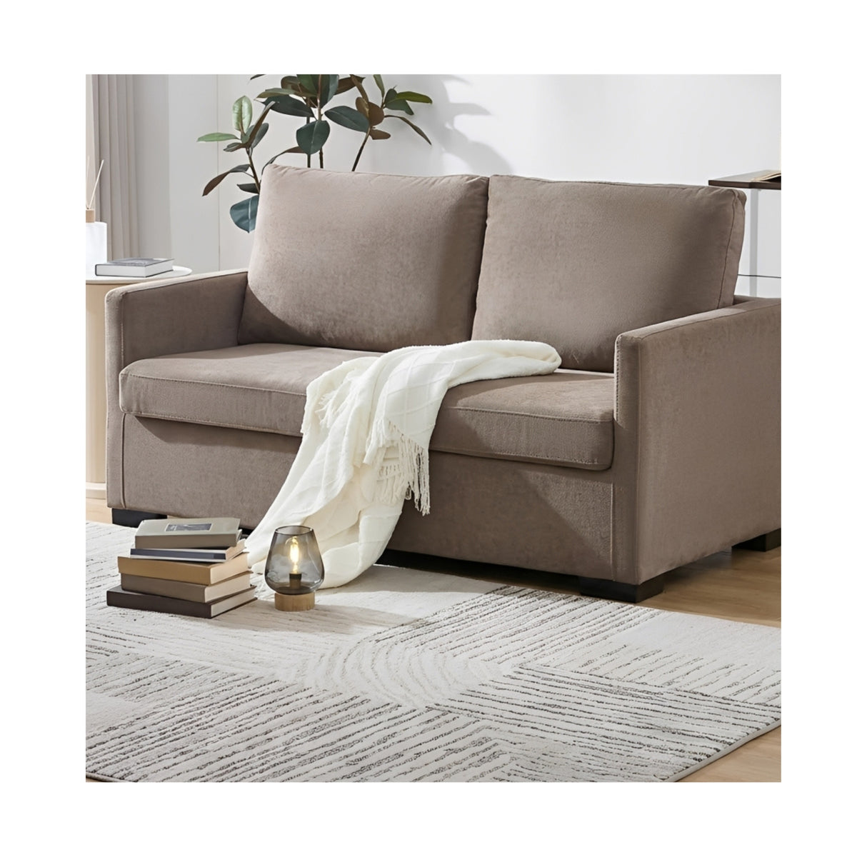 Monica Light Brown Fabric Sofa Bed