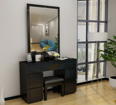 Paris 7 Drawer Dresser/Mirror (LED Light) with Stool High Gloss