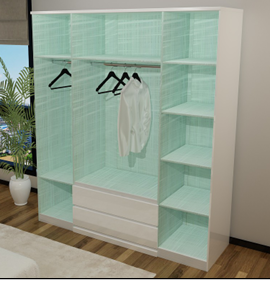 Omega High Gloss Wardrobe 4 Door Hinged Doors 180cm