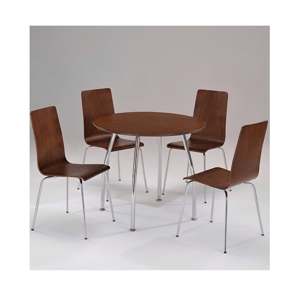 Walnut Round Table with Walnut Chairs