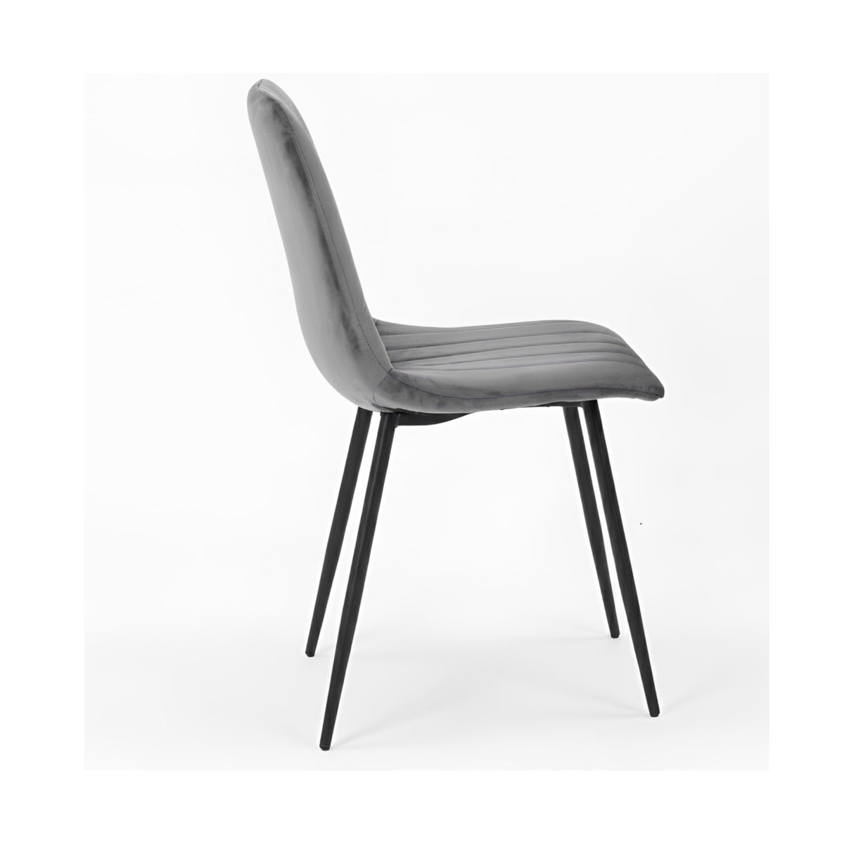 Miami Concrete Grey Round Table with Liberty Grey Velvet Chairs