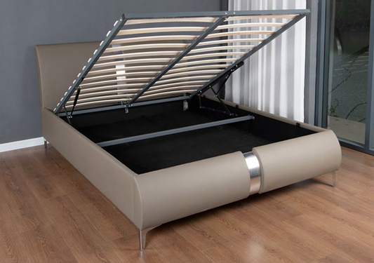 Ariana Taupe PU Ottoman Bed