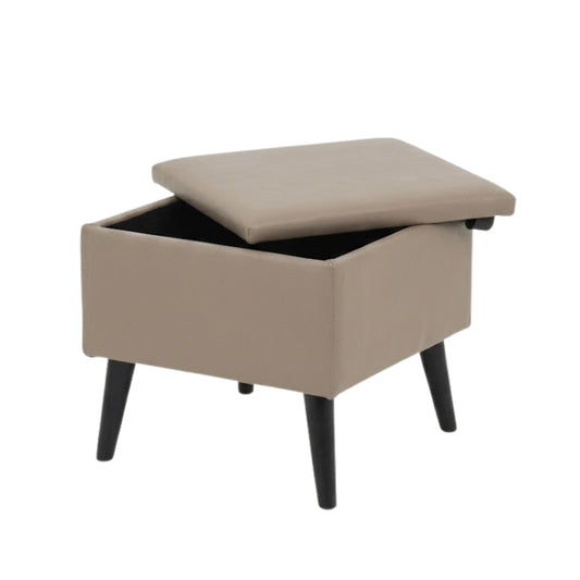 Chic Taupe PU Storage Footstool