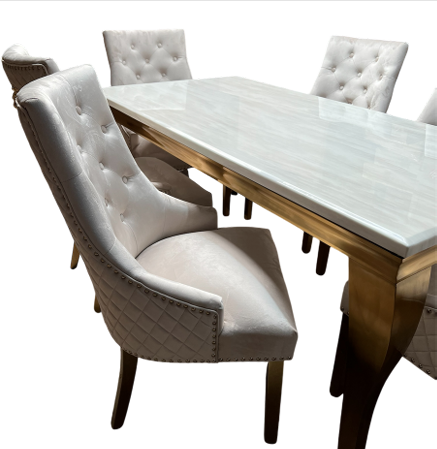 Clara Brush Gold Dining Table