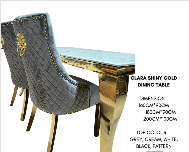 Clara Shiny Gold Dining Table