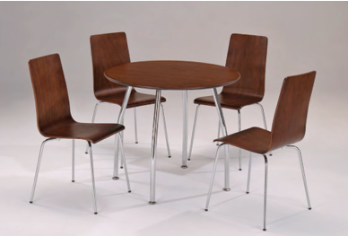 Walnut Round Dining Set 4 Chairs