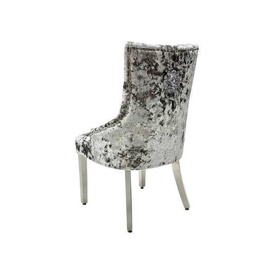 Majestic Premium Crushed Velvet Silver Dining Chair