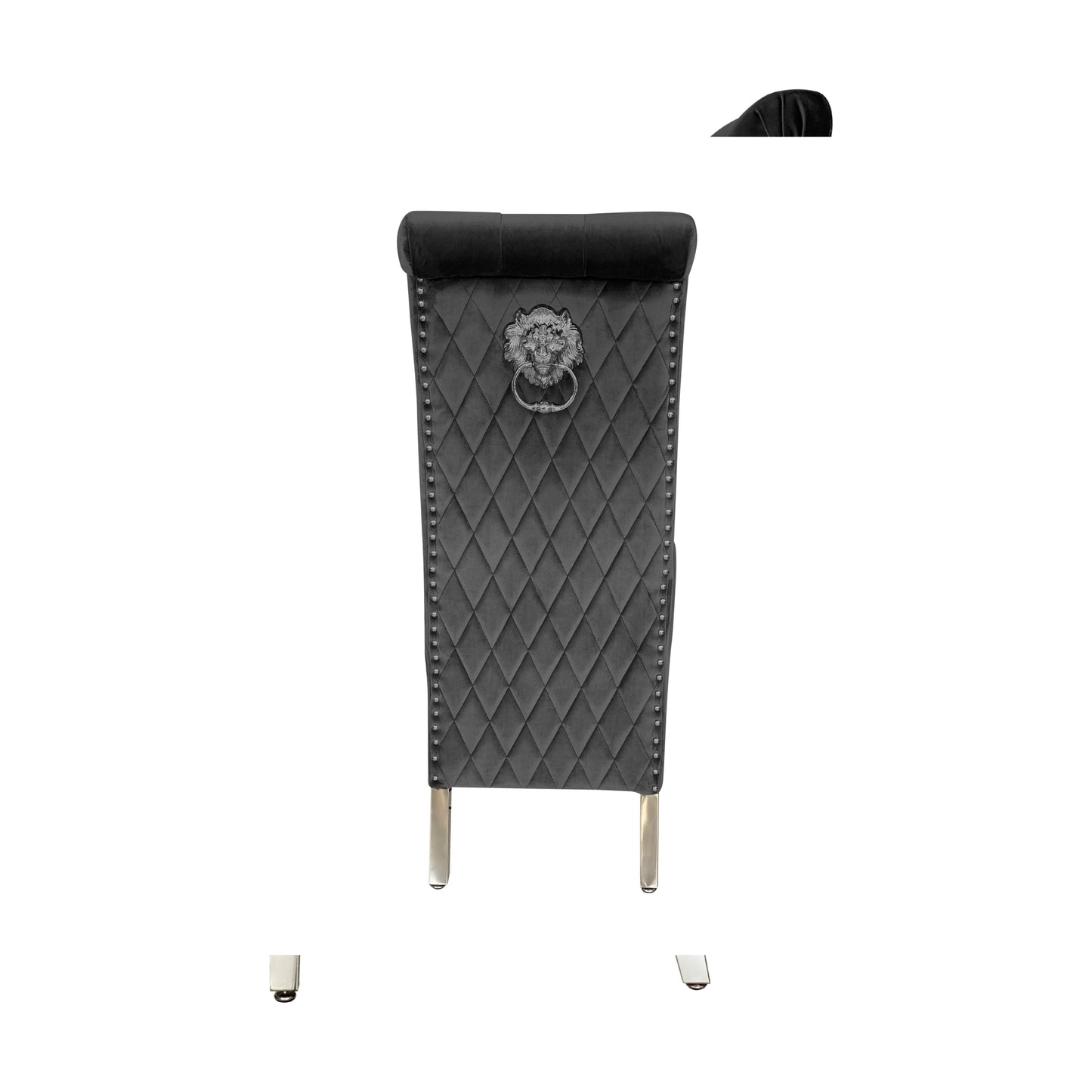 Sofia Chrome Leg Lion Knocker Dining Chair