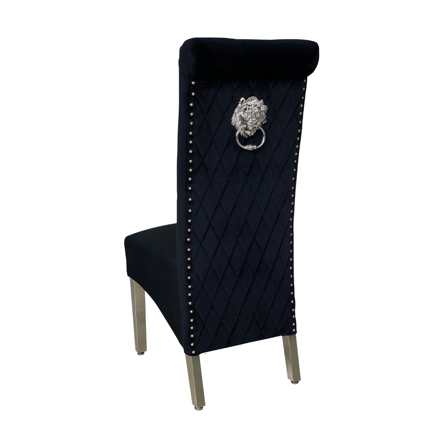 Sofia Chrome Leg Lion Knocker Dining Chair