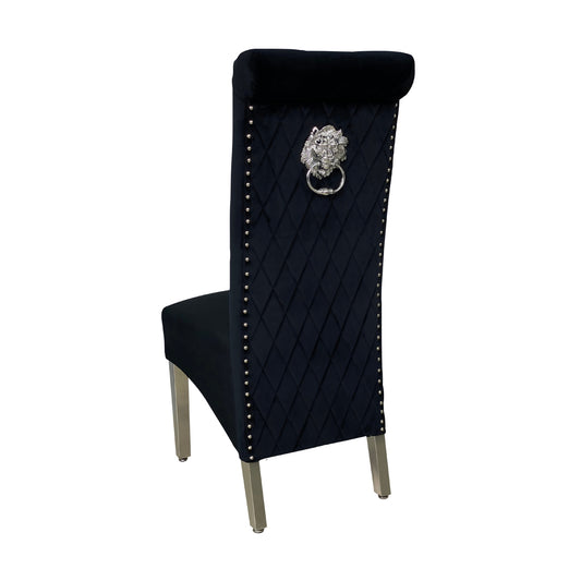 Sofia Chrome Leg Lion Knocker Dining Chair
