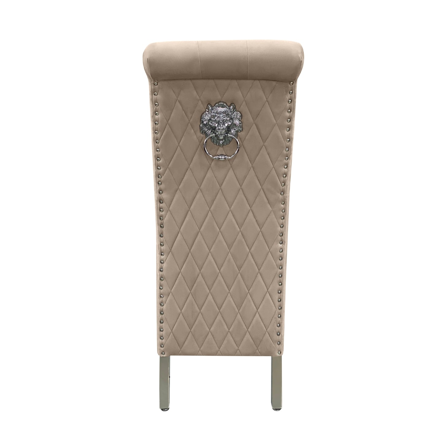 Sofia Chrome Leg Lion Knocker Dining Chair