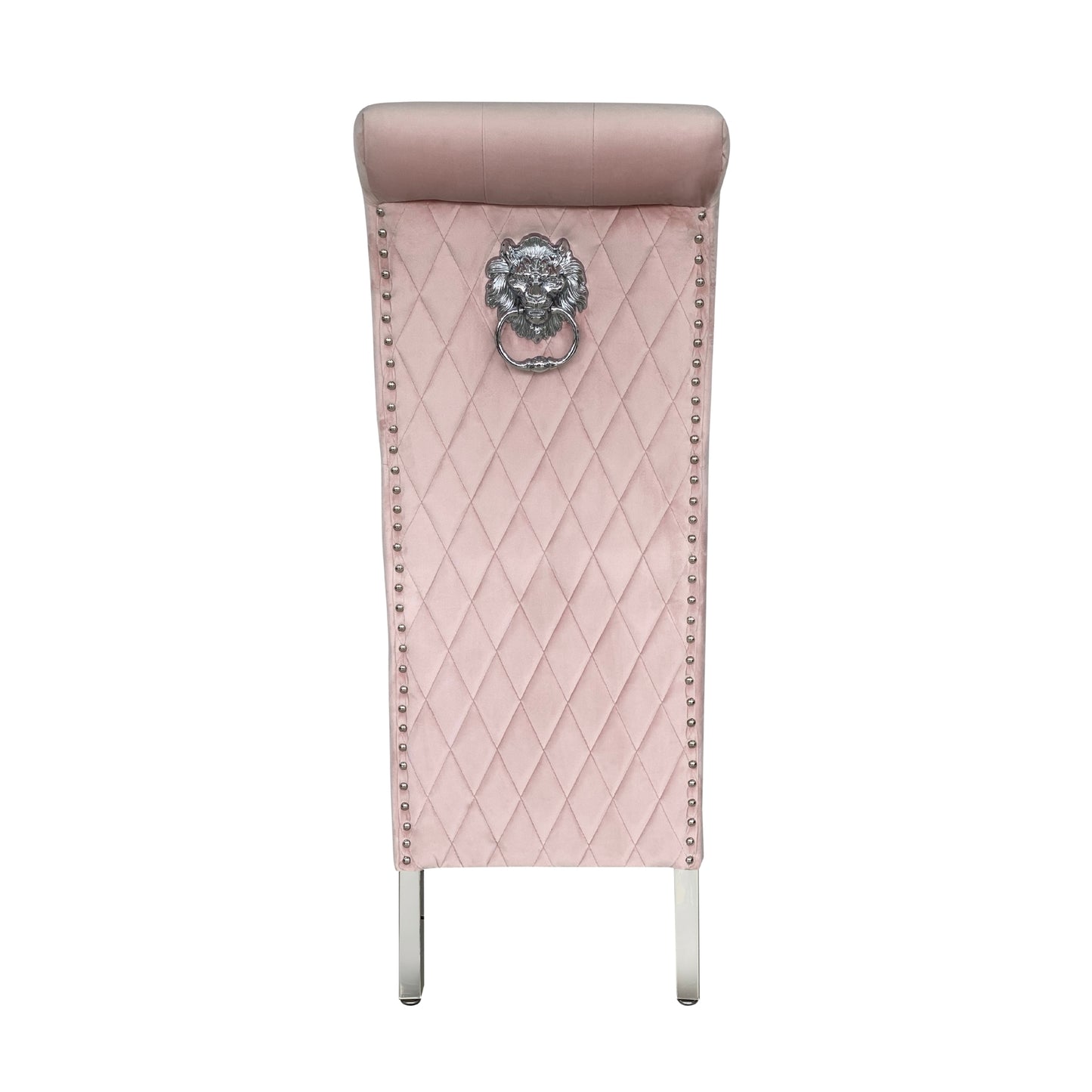 Sofia Chrome Leg Lion Knocker Dining Chair