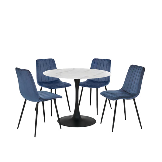 Baltimore Round Dining Set with Liberty Navy Chairs