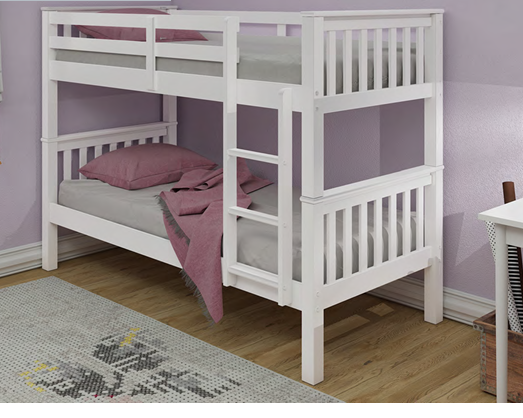 Mission White Wooden Bunk Bed with Trundle