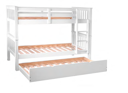 Mission White Wooden Bunk Bed with Trundle