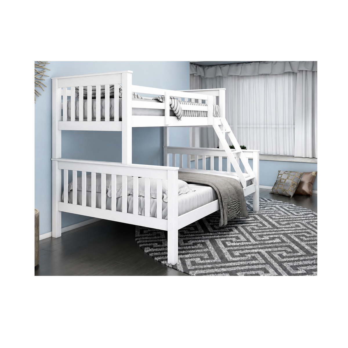 Mission Triple White Bunk Bed