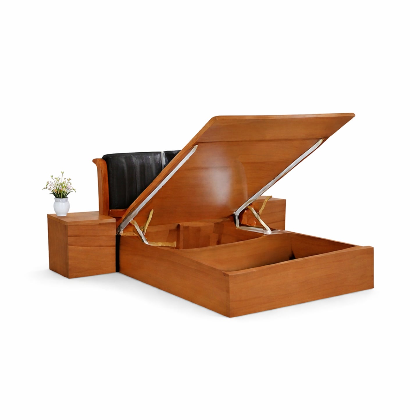 Matt Walnut Leather Bed