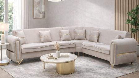 Oval Cream Corner Sofa