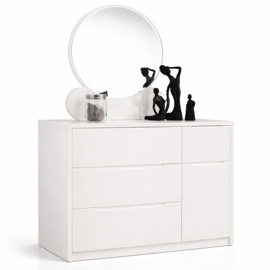 Rugby Glossy Square Dresser Round Mirror (R2)