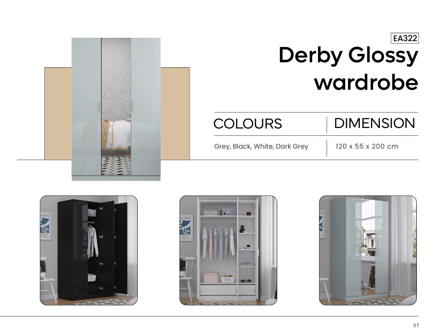 EA322 - Derby Tall 3 Door [ 2 Draws Inside ]