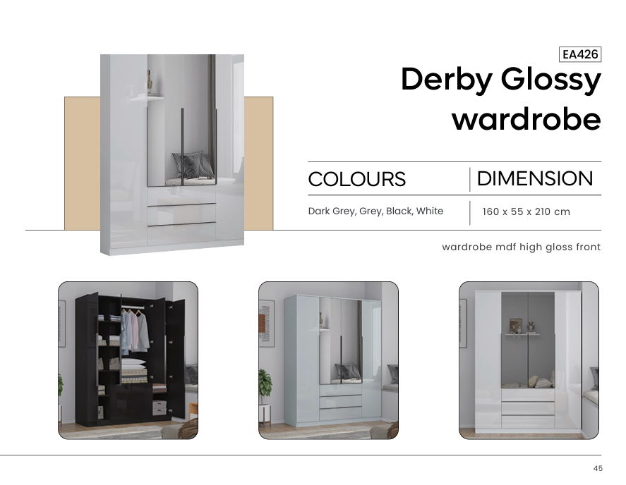 EA426 - Derby Tall 4 Door [ 3 Draws Outside ]