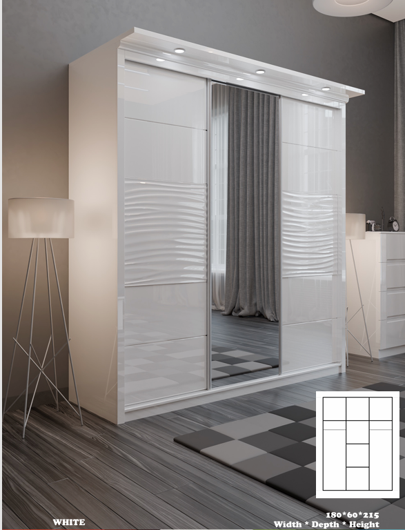 Wavy High Gloss Wardrobe